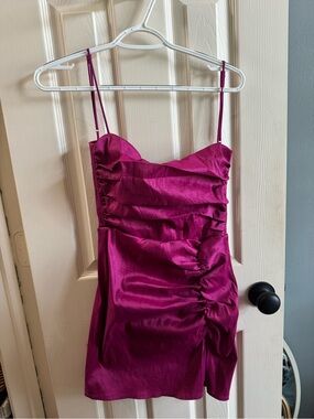 Lucy in the Sky Fuchsia Ruched Mini Dress